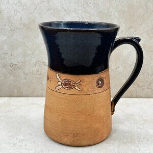 Vintage Nelson Pottery Sealife Wheel Thrown Mug Hand Carved 17 Fl Oz 2003